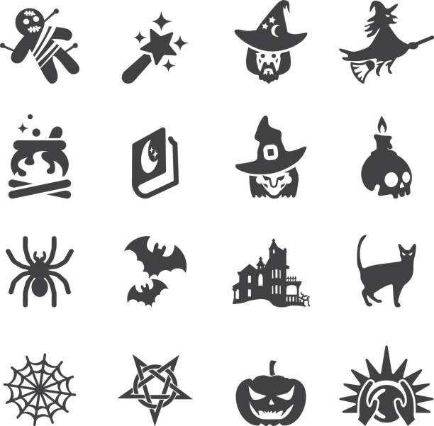 Wizards Silhouette icons | EPS10 Wizards Silhouette icons  spinning web stock illustrations