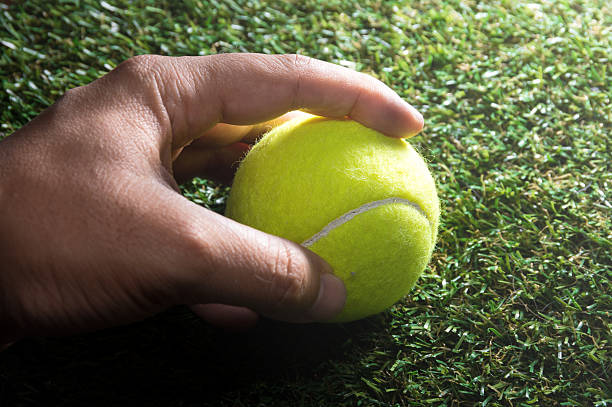 istock Human hand holding tennis ball. 531277617
