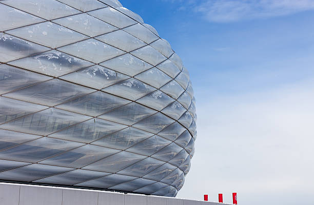 Allianz Arena, Munich, Germany Munich, Germany - January 2, 2015: Allianz Arena in Munich, Germany. Widely known for its exterior of inflated ETFE plastic panels, it is the first stadium in the world with a full color-changing color exterior. allianz arena stock pictures, royalty-free photos & images
