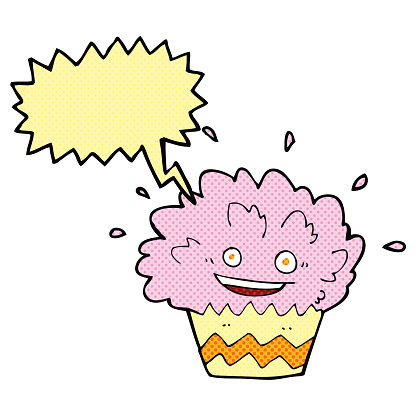 Cartoon Cake Exploding Cartoon Exploding Cupcake With Speech Bubble Stock Illustration ...