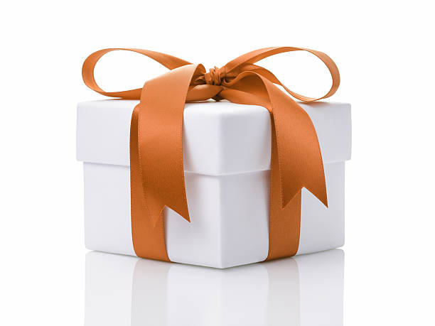 istock white gift box with orange ribbon bow 531282163