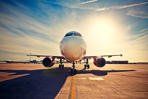 istock Airplane at the sunrise 531293015