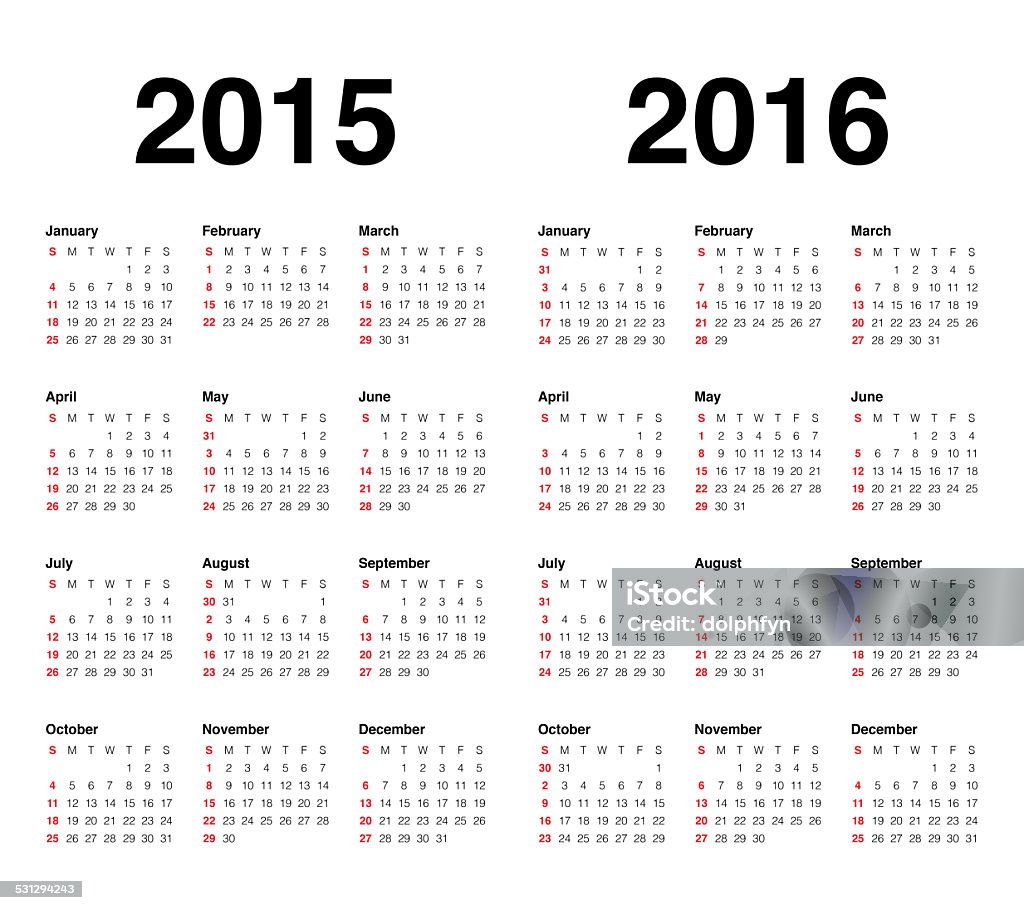 Calender 2015 And 2016 Stock Photo - Download Image Now - 2015 ...