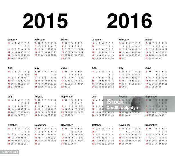 Calender 2015 And 2016 Stock Photo - Download Image Now - 2015, 2016, Calendar