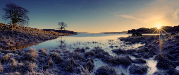 Kielder Water Sunrise stock photo