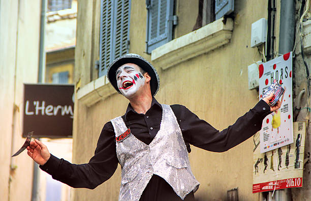 Avignon, France – July 19, 2014: actor advertising his performance at the street during famous theatre festival from July 4 to 27 2014 in Avignon, south of France.