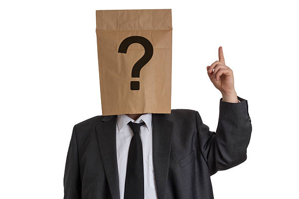 istock Man with Paper Bag with question mark on his head 531303265