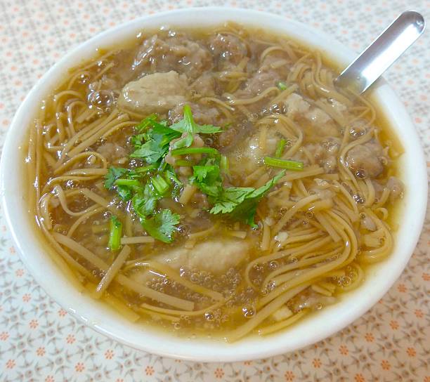 The closeup of noodles soup in Taiwan