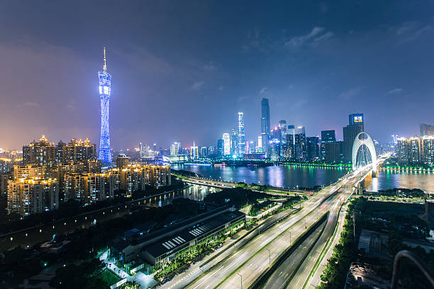 istock Guangzhou skyline at night on the Pearl River 531305018