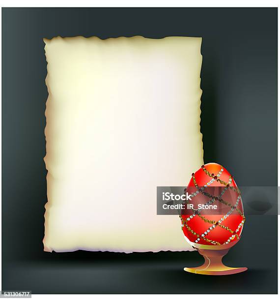 Easter Background With Decorative Egg And Paper Template Stockvectorkunst en meer beelden van 2015