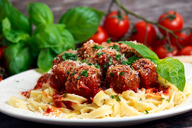 istock Italian Pasta spaghetti with meatballs in tomato sauce 531310016