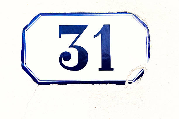 istock Number 31 Ceramic Street Address Tile, Old White Wall 531310614