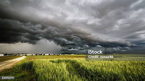 Storm Over The Fields Stock Photo - Download Image Now - Storm, Rain, Weather