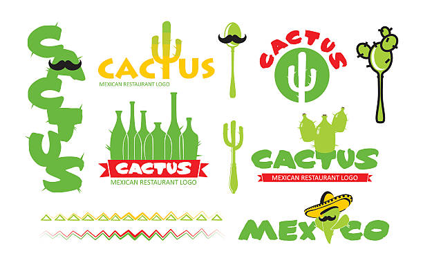 Cactus Logotipo del restaurante de - ilustración de arte vectorial