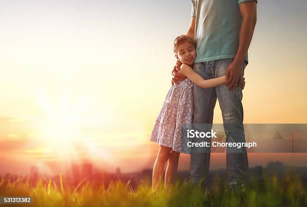 Father And His Daughter Stock Photo - Download Image Now - Family, Father, Sunrise - Dawn