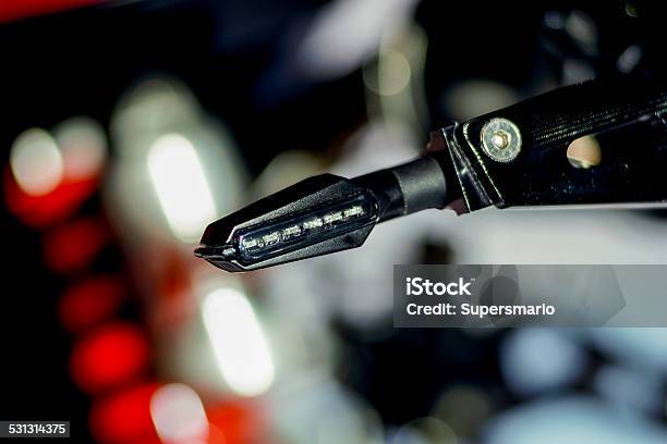 Turn Lamp Of Motorcycle Stock Photo - Download Image Now - 2015, Black Color, Chrome