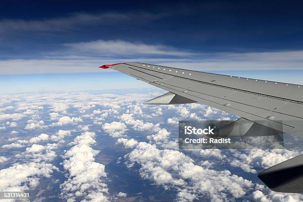 View Of Wing Aircraft Stock Photo - Download Image Now - 2015, Above, Aerial View