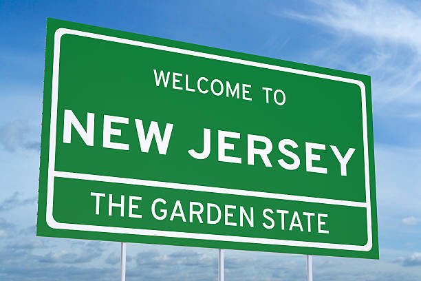 Welcome to New Jersey state road sign Welcome to New Jersey state concept on road sign new jersey stock pictures, royalty-free photos & images