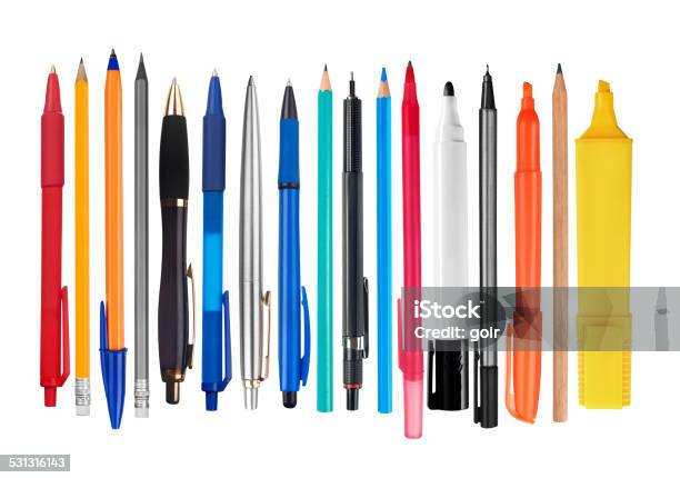 Pens And Pencils Stock Photo - Download Image Now - Pen, Pencil, Cut Out