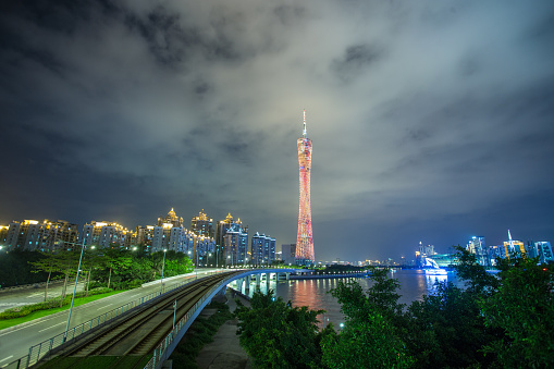 The Lotte Tower, Cityscape and Han River of Seoul, South Korea at evening.