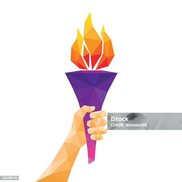 Hand Holding Torch Low Poly Abstract Geometric Design Vector I Stock Illustration - Download Image Now