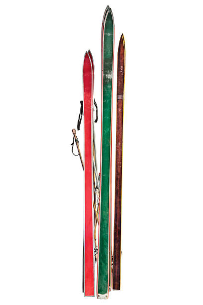 istock Vintage used skis isolated on white 531318759