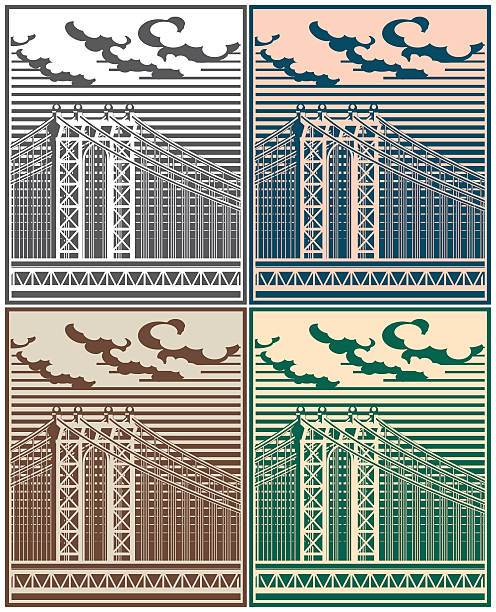 ilustrações de stock, clip art, desenhos animados e ícones de ponte de tirantes - cable stayed bridge illustrations