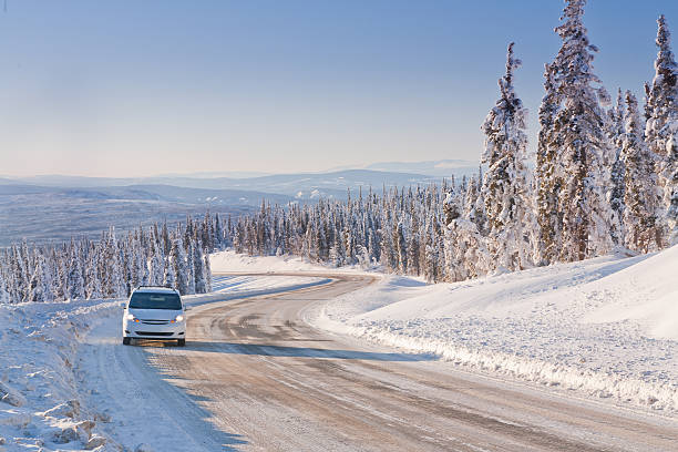 istock Car Driving in the Remote Winter Highway 531319591