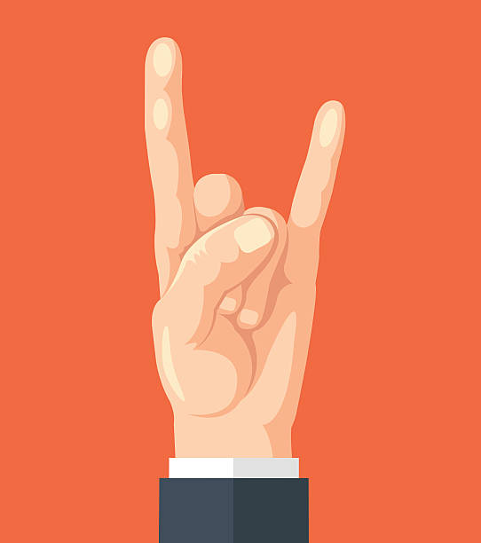 Hand of business person show rock sign Hand of business person show rock sign. Vector flat cartoon illustration rocker nails stock illustrations