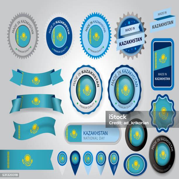 Made In Kazakhstan Seal Kazakh Flag Stock Illustration - Download Image Now - Astana - Kazakhstan, Award Ribbon, Backgrounds