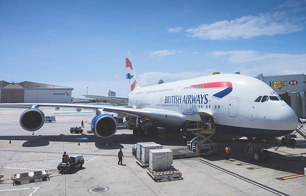 브리티시 항공 에어버스 a380 - airbus a380 뉴스 사진 이미지