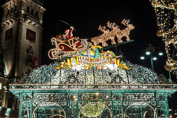 Beautiful illuminations in Hamburg at Christmas week. Weihnachtsmarkt