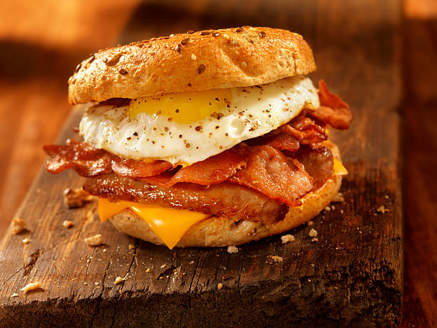 istock Bagel, Bacon, Sausage and Egg Breakfast Sandwich 531321932