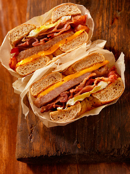 istock Bagel, Bacon, Sausage and Egg Breakfast Sandwich 531322500