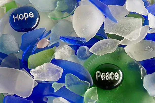 Hope & Peace Stones on Seaglass