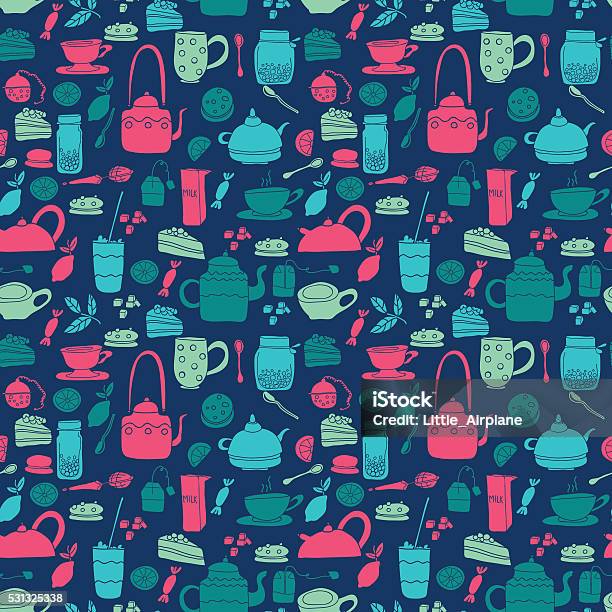 Simple Tea Pattern Tea Pattern Set Stock Illustration - Download Image Now - Art, Art And ...