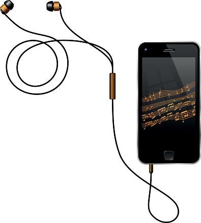 Semi Realistic Vector Illustration Of A No Name Smart Phone With Its Earphones