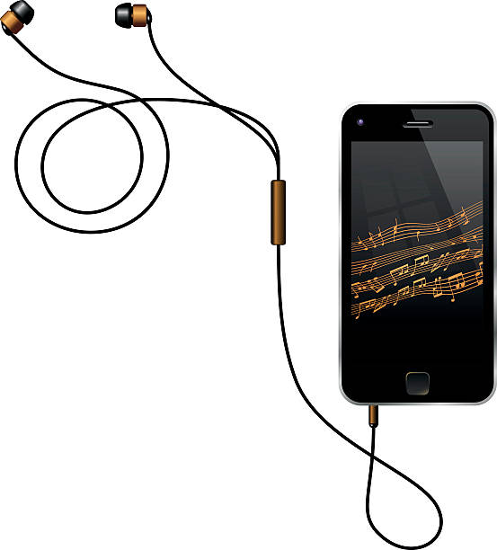 Smart Phone With Earphones vector art illustration