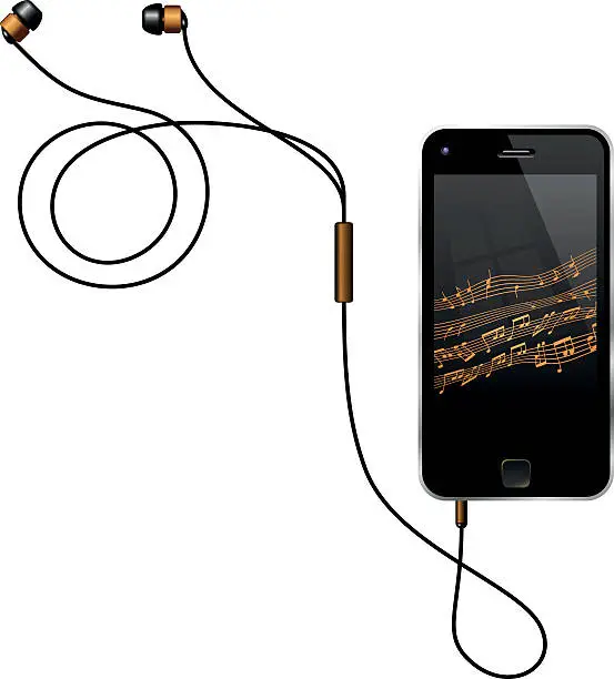 Vector illustration of Smart Phone With Earphones