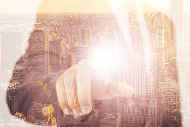 istock Businessman touching consepts in the city 531328350