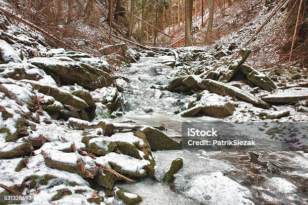 Winter Creek In The Valley In Parkland Stock Photo - Download Image Now - 2015, Cold Temperature, February