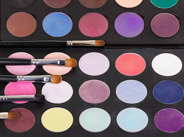 istock Set shadows and brushes for  professional makeup artist. Texture 531329596