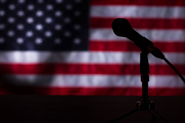 istock American flag in the darkness. 531329908