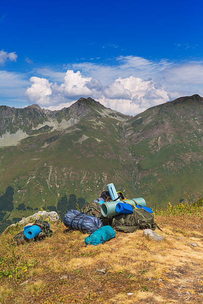 istock Beautiful mountain landscape with backpacks 531330034