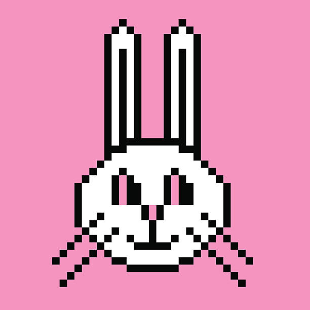 Pixelated rabbit vector art illustration