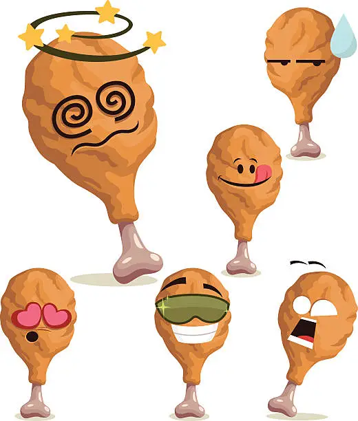 Vector illustration of Chicken Lollipop Cartoon Set A