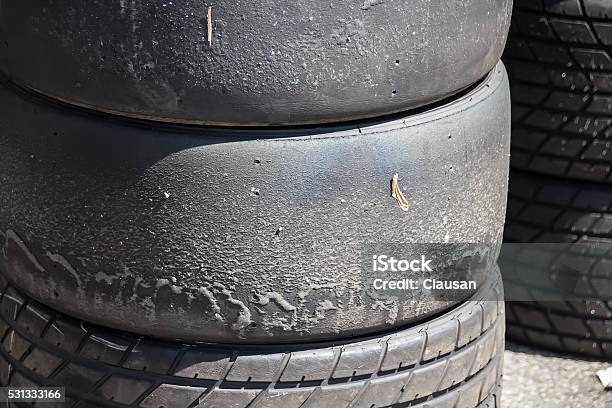 Rain Tires And Slicks For The Race Stock Photo - Download Image Now - Black Color, Close To, Close-up