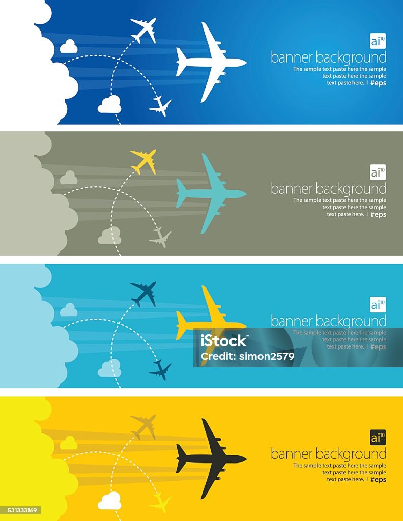 Travel abstract banner Vector banner set of crisscrossing lines of multiple passenger planes on the way to their locations. Empty white for you edit info. EPS10 ai file format. Airplane stock vector