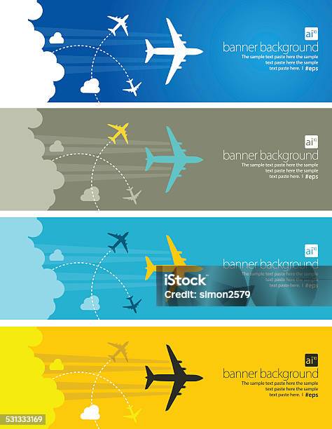Travel Abstract Banner Stock Illustration - Download Image Now - Airplane, Taking Off - Activity, Commercial Airplane