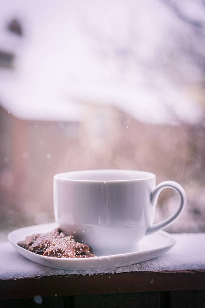 istock Cup of hot tea and cookies outside 531345387